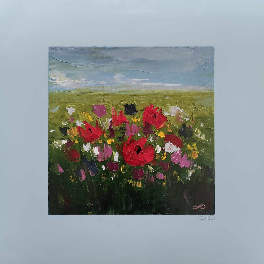 Print Summer Flowers Summer of Life 18x18cm image (30x30cm with border - unframed) Laura Dunne Art