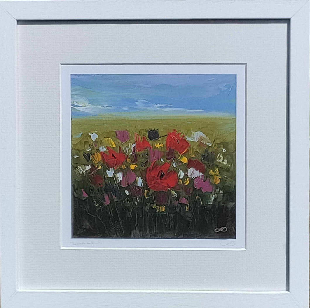 Framed Print Summer Flowers Summer of Life 19x19cm (36x36cm frame) Laura Dunne Art Irish Artist