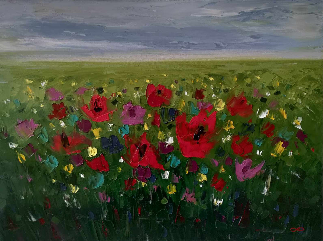 'Poppy Love' - 61x45 cm (Plus Frame) Oil on canvas - Laura Dunne Art