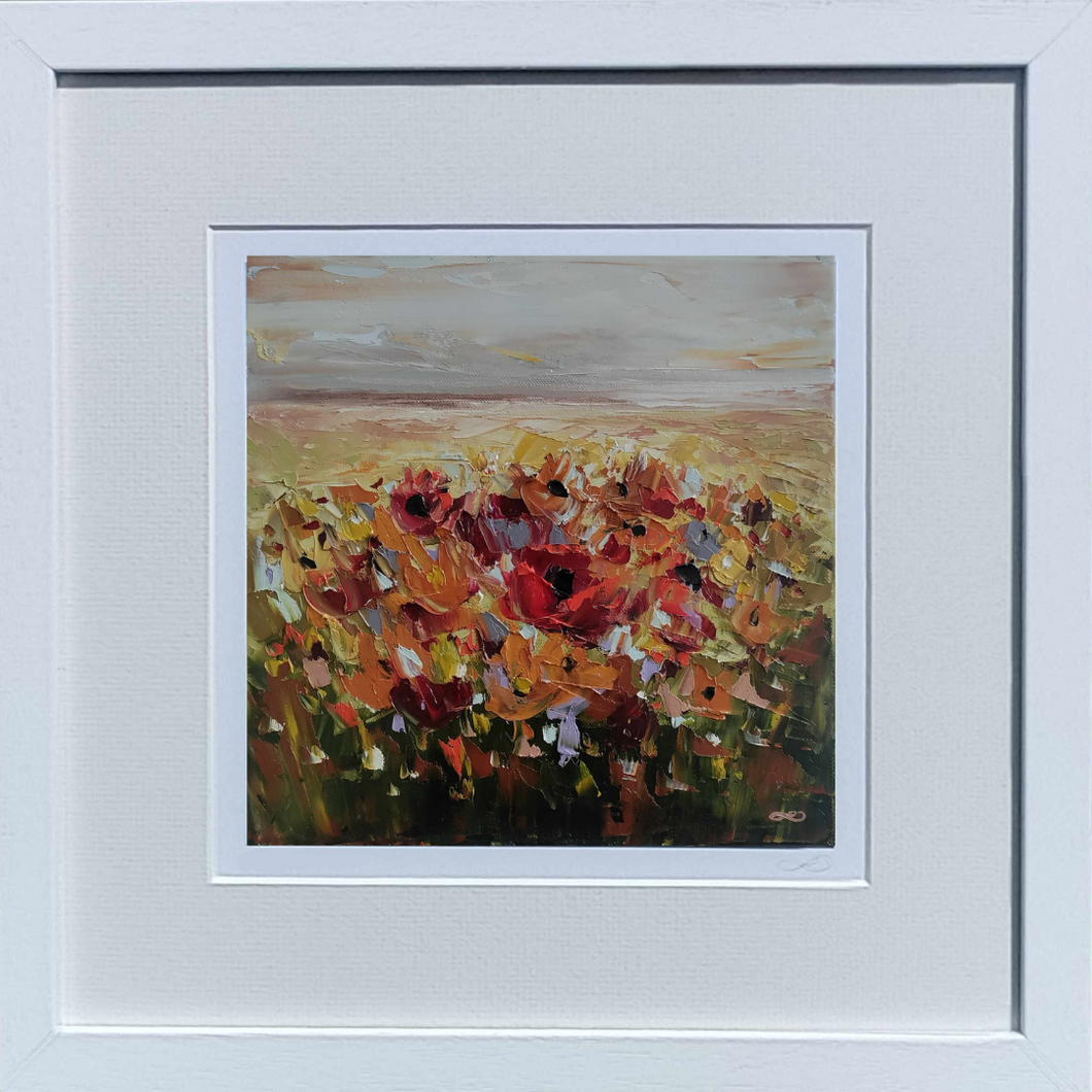 Framed Print Autumn Flowers Autumn of Life 19x19cm (36x36cm framed) Laura Dunne Art Irish Artist