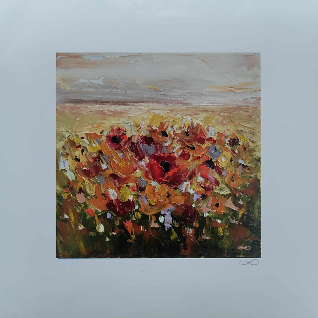 Print Autumn Flowers Ireland Floral Print 'Fomhar na Beatha' (Autumn of Life) 18x18cm image (30x30cm with border - unframed) Laura Dunne Artist