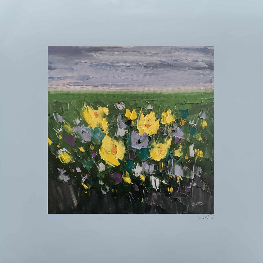 Print Spring Flowers Spring of Life 18x18cm image (30x30cm with border - unframed) Laura Dunne Irish Artist